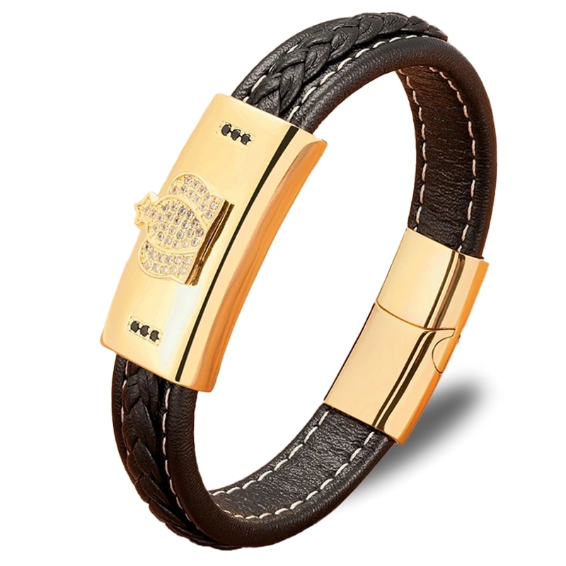 Bracelet Cuir Réglable Unisexe - Fermoir Coulissant PU, Ajustable 14-22 Cm, Noir/gris/rouge, Style Minimaliste - 9