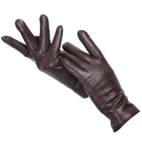 gants cuir femme marron