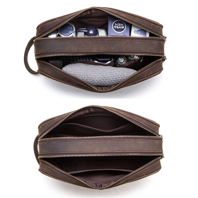 Trousse de toilette cuir véritable Trousse de toilette cuir véritable