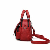 sac a dos cuir femme rouge vue laterale