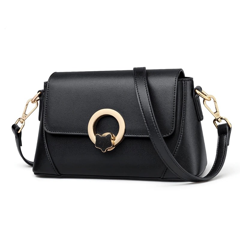 Sac Bandouli?�re en Cuir Noir ??b?�ne pour Femme | Cuir Mill?�naire