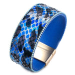 bracelet cuir femme leopard bleu