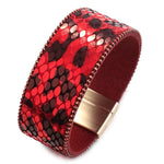bracelet cuir femme leopard rouge