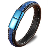 bracelet cuir homme acier bleu