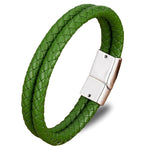bracelet cuir homme double tour vert