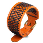 bracelet cuir homme large orange