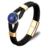bracelet cuir homme pierre bleue