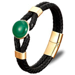 bracelet cuir homme pierre verte