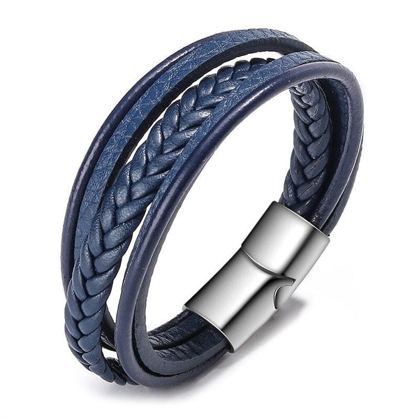 Bracelet en cuir tressé multicouche en cuir véritable pour homme Bracelet en cuir tressé multicouche en cuir véritable pour homme