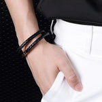 bracelet double noir cuir