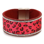 bracelet femme leopard rouge strass