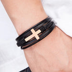 bracelet homme croix or rose