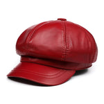 casquette-beret cuir femme rouge