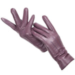 gants cuir femme violet