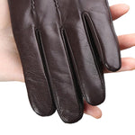 gants marron en cuir veritable