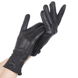 gants noir cuir femme